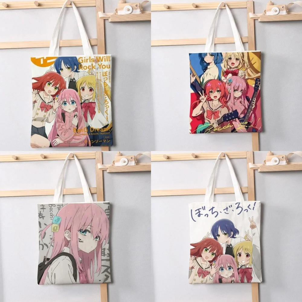 Anime BOCCHI THE ROCK! Storage Bags Gotoh Hitori Kita Ikuyo Cartoon Print Tote Bag Large Capacity Shoulder Cute Handbag