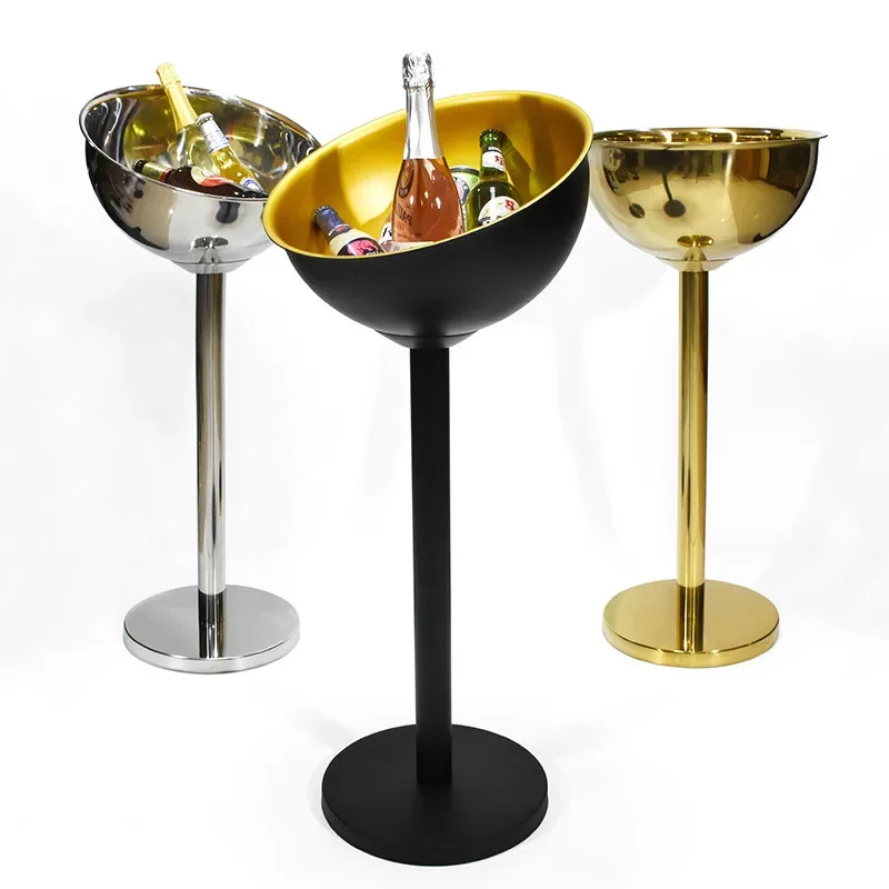 

12L Large 304 Stainless Steel Champagne Bowl Floor Stand Cooling Ice Bucket Beer Ice Bucket Bar for Cocktail Whisky Beverage