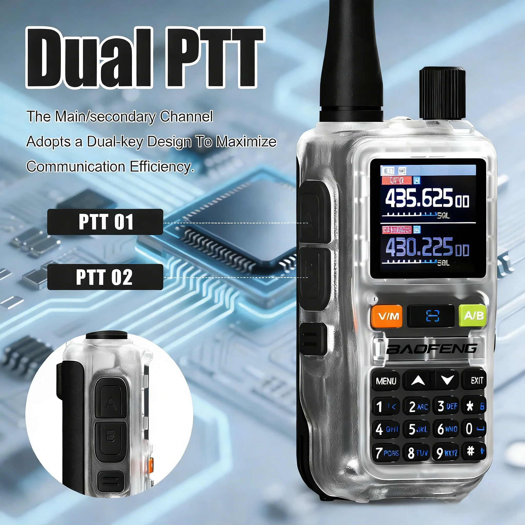 Baofeng UV-5R Mini Walkie Talkie Radio Ham Dual Band VHF UHF Air Band 5W 2200mAh Bluetooth Tipe-C PTT VOX untuk Berkemah di Luar Ruangan