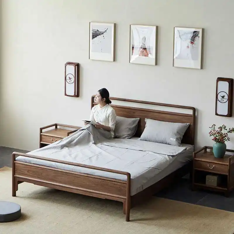 LTT new Chinese-style all-solid wood double bed modern home improvement master bedroom queen bed