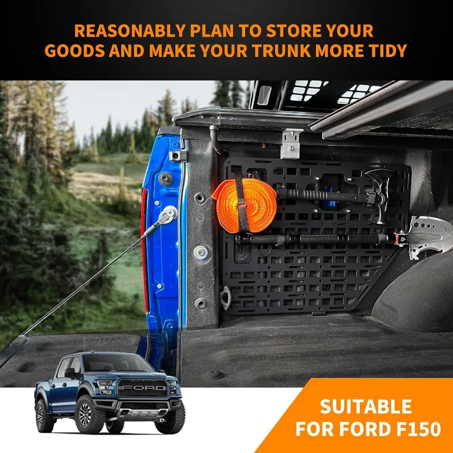 Side Bed Molle Panel Rack System Cargo Storage Organizer for 20152022  F150 Trucks 2pcs Black Durable Tactical Storage Sol