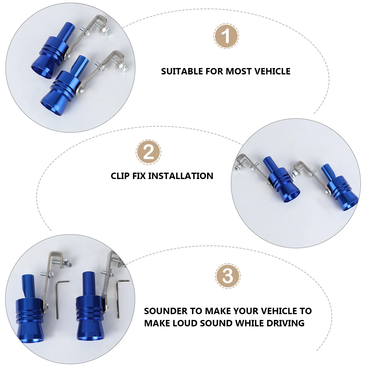 

2Pcs Vehicle Exhaust Whistle Car Tuning Sounder Easy to Install Durable Tailpipe Decor Blue Xl Exhaust Whistle