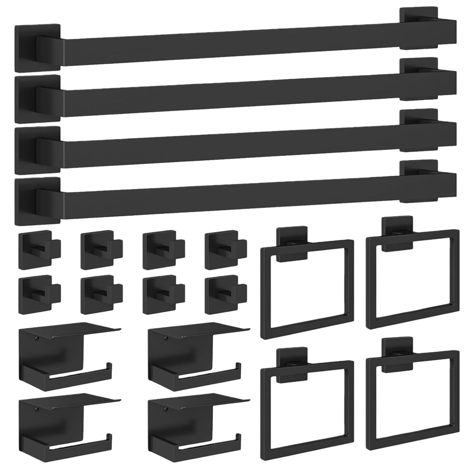 

Набор из 20 предметов для ванной комнаты из нержавеющей стали: держатели для полотенец, вешалки для полотенец, держатели для туалетной бумаги, кольца для полотенец, крючки