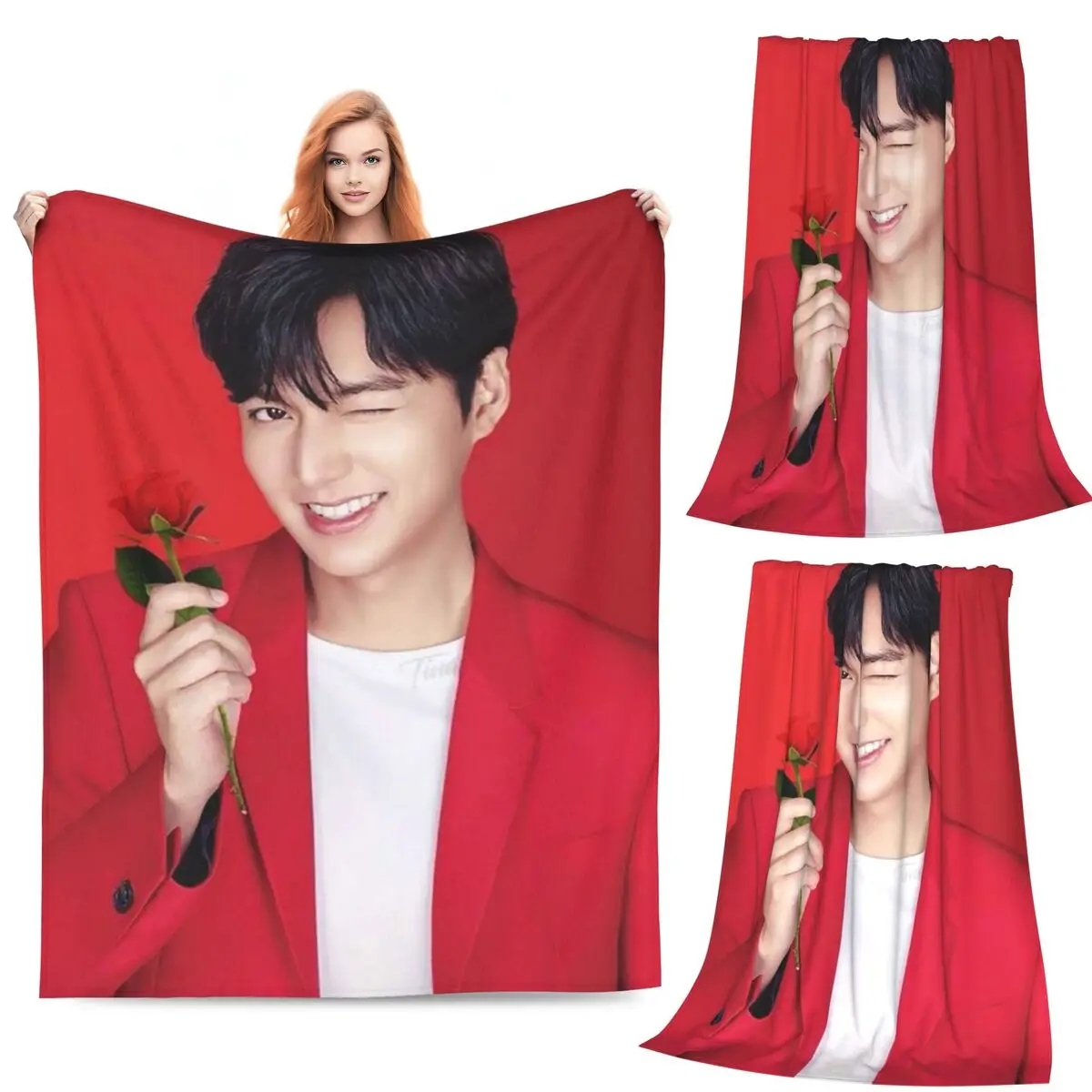

Kpop Lee Min Ho Blankets Flannel Sofa Throw Blanket Lightweight for Home Bedroom Office Throws Bedspread Quilt