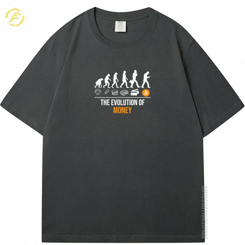 

2025 100% Cotton Man Tshirt Bitcoin The Evolution Of Money Oversized T-Shirt 반팔티 Korean Popular Clothes Short Sleeve Street Wear