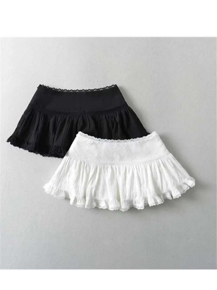 

Юбка в балетном стиле с плотной кружевной отделкой. Юбка трапециевидной формы с низкой талией для девочек-подростков. Street Sle Cake.