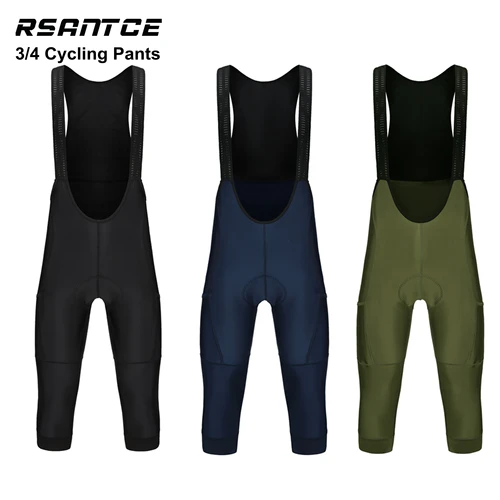 Rsantce 2024 hombres 2 bolsillos 3/4 pantalones cortos con pechera de ciclismo verano primavera otoño pantalones de bicicleta Mtb ropa pantalones