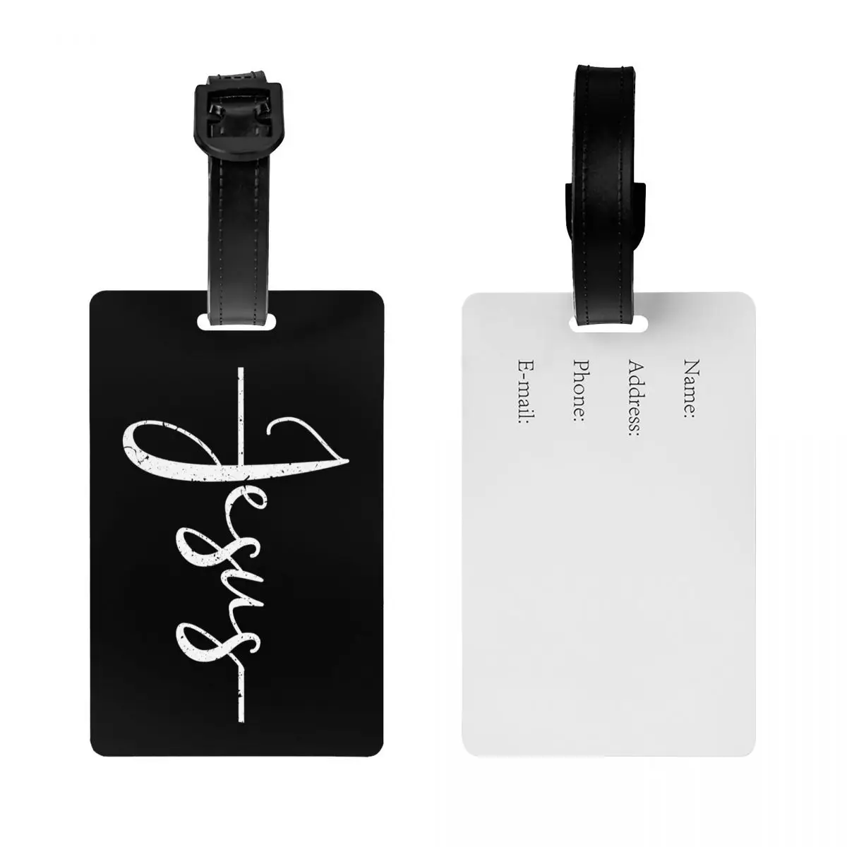 Custom Jesus Christ On The Cross God Luggage Tag With Name Card Christian Privacy Cover ID Label for Travel Bag Suitcase