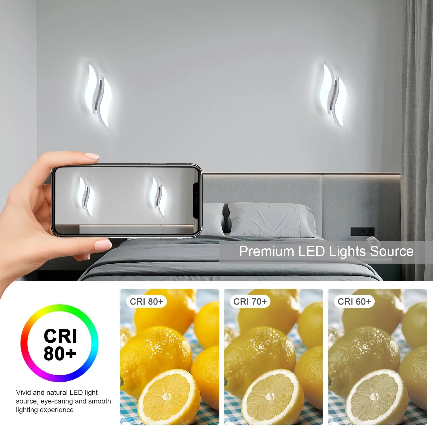 Moderne LED-Wandleuchte für Innenräume, 12W Weiße LED-Wandlampe, 6500K Kaltlicht, Acryl-Blattförmige Wandleuchte für Schlafzimmer – Detail 12