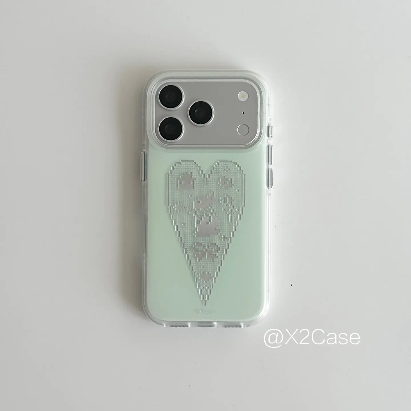 Korean Ins niche green love pixel bunnyPhone Case For iPhone 17 AIR 16 15 14 13 12 11 Pro XR Max 7 8 Plus Y2K Cover view 3