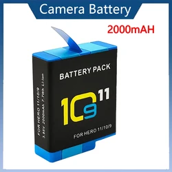 For GoPro Hero 10 HERO11 HERO 9 Li-ion Battery Pack Motion Camera Battery Storage for GoPro Hero9 Rechargeable Batteries 2000mAh