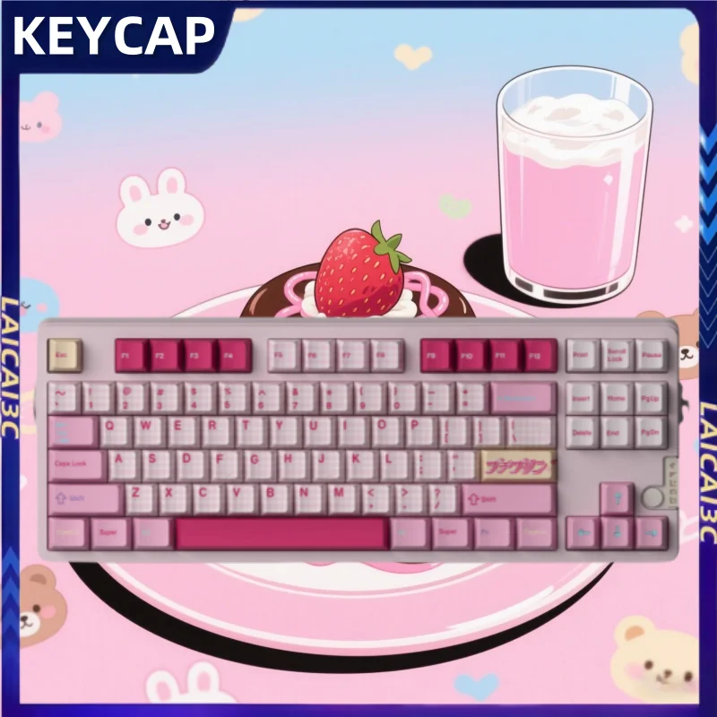 

Creative Strawberry Pudding Keycaps Japanese Root Anime Cartoon Cute Mechanical Keyboard Accessories Gift Collectibles Keycaps