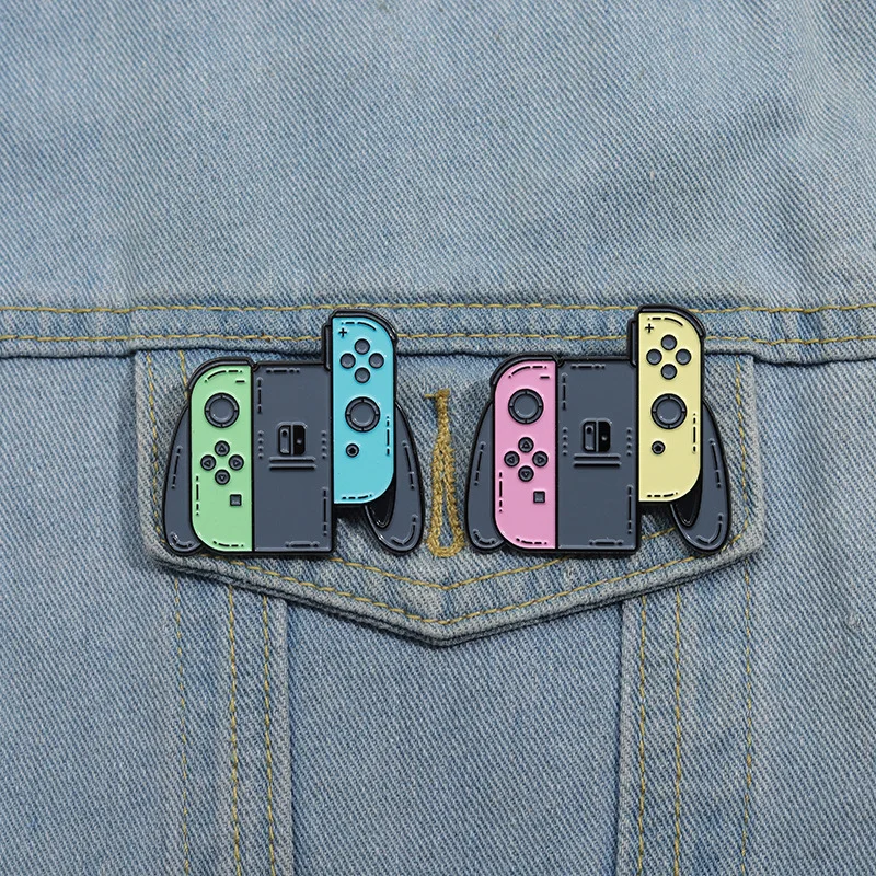 Cartoon Game Enamel Brooch 90s Vintage Gamepad Game Drill Car Shield Sword Game Over Frog Console Badge Punk Lapel Pins Jewelry