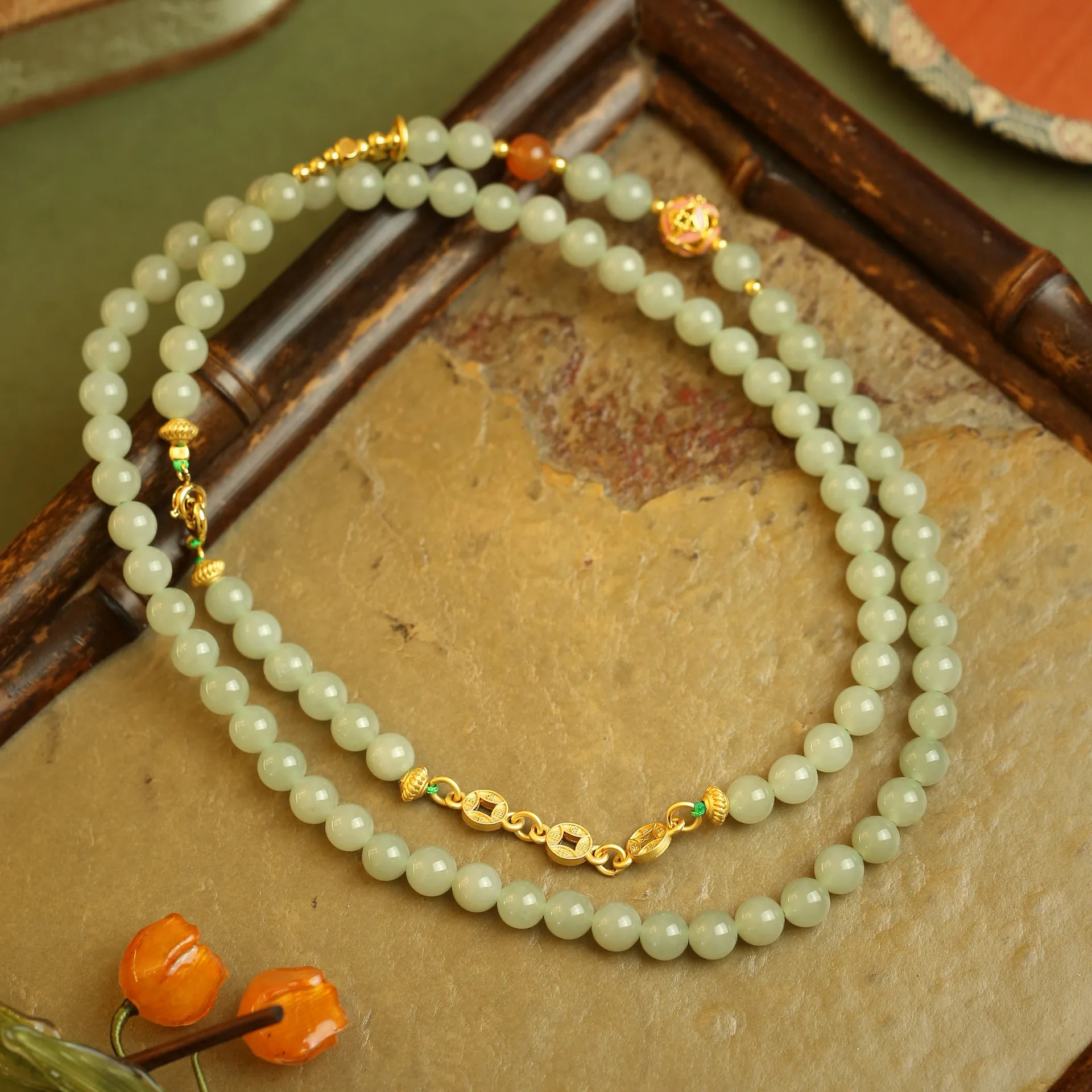 925 Silver Green Jade Bracelet Necklace, Original Beaded Chinese Gemstone Jewelry, Multiple Styles Gift
