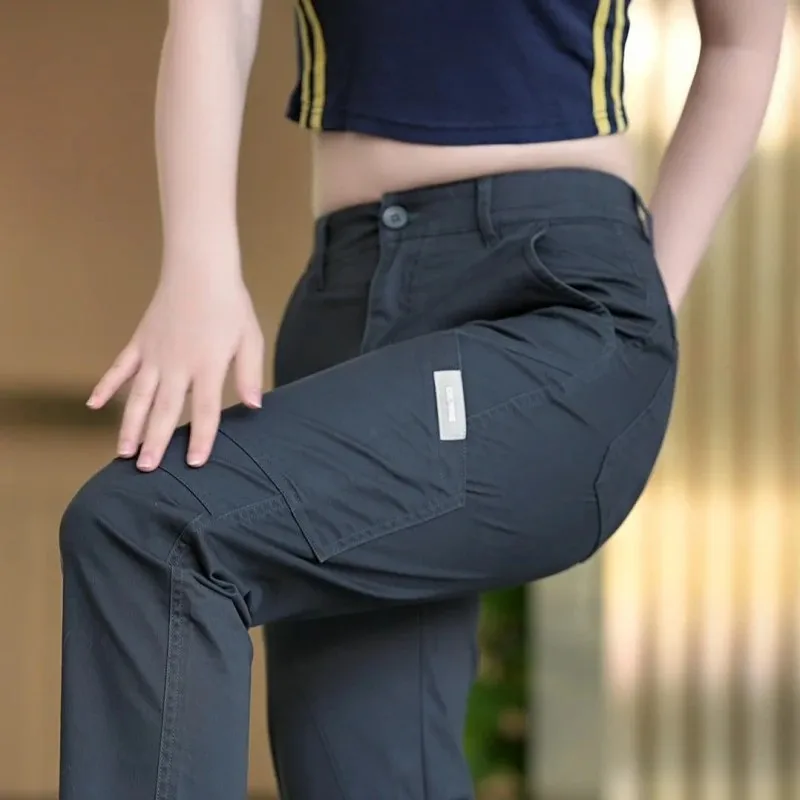 

Мужские повседневные брюки из чистого хлопка, эластичные, для активного отдыха, свободного кроя, прямые, с множеством карманов, длинные, для работы и повседневной носки