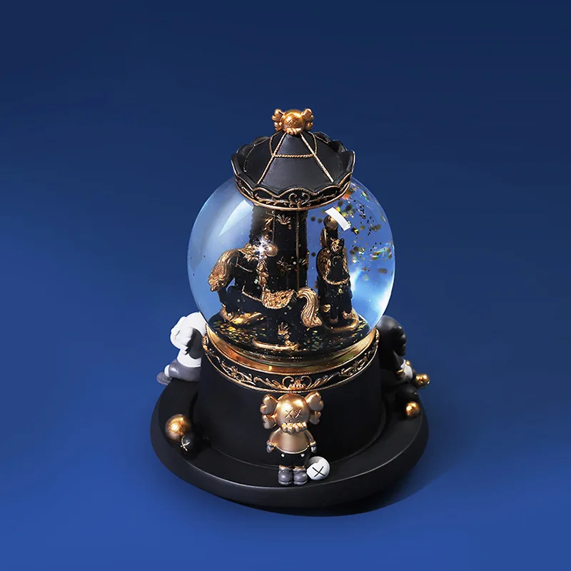 Merry-go-round  mysterious crystal ball music box tabletop craft resin ornaments for Holiday Christmas Birthday Celebrating