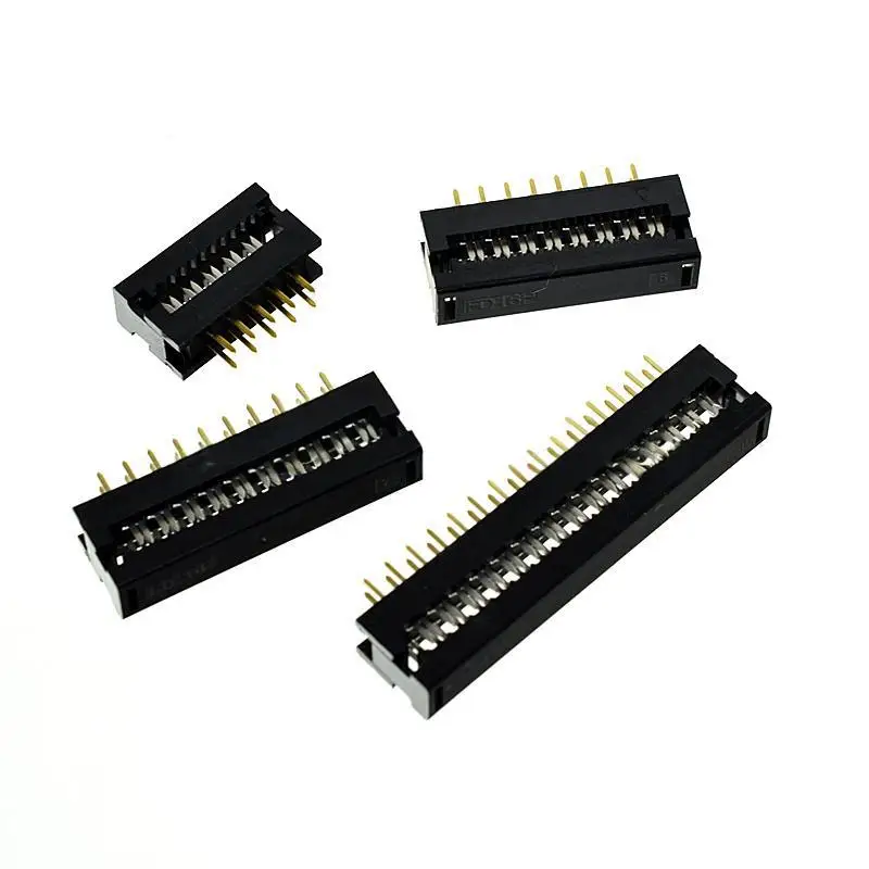 10PCS FD Crimp Terminal, FD Plug Flat Cable Header 6P-50P DC4 2.54mm, PCB Mount Connector