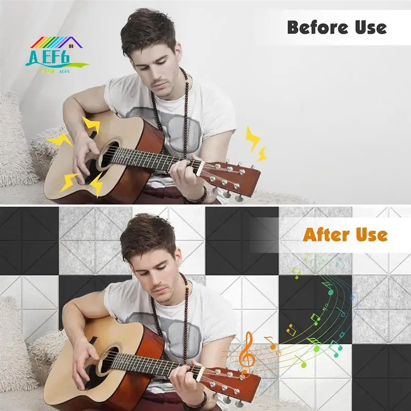 

AEF6-12Pcs Self Adhesive Acoustic Panels,12X12X0.4 Inch Soundproof Wall Panels For Home, Recording Studio, Office