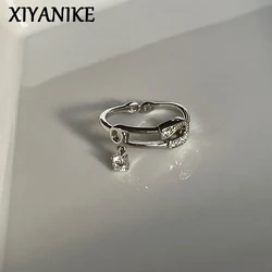 XIYANIKE Geometric Bling Zircon Cuff Finger Rings For Women Girl Hip Hop Fashion New Jewelry Friend Gift Party anillos mujer