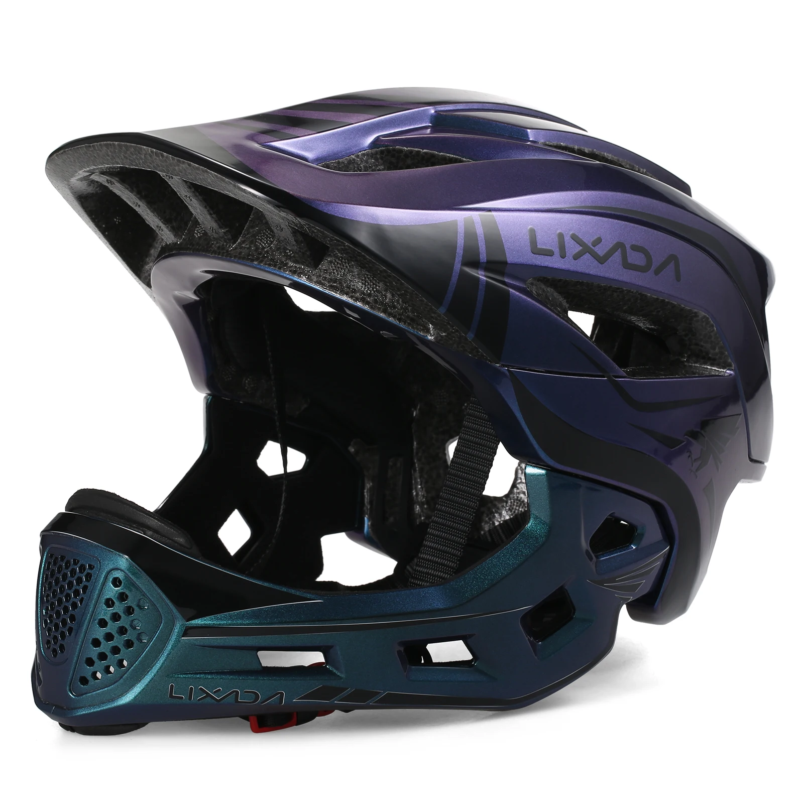Afneembare volledige helm voor kinderen, geschikt voor sport, fietsen, skateboarden en rollerskaten, als beschermende helm.