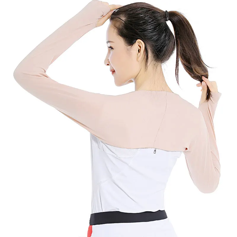 Summer Outdoor Women'S Cool One Piece Long Sleeved Elastic Arm Warm Cover Cycling Top Shrug Ice Sleeve UV Protection Hand Sleeve