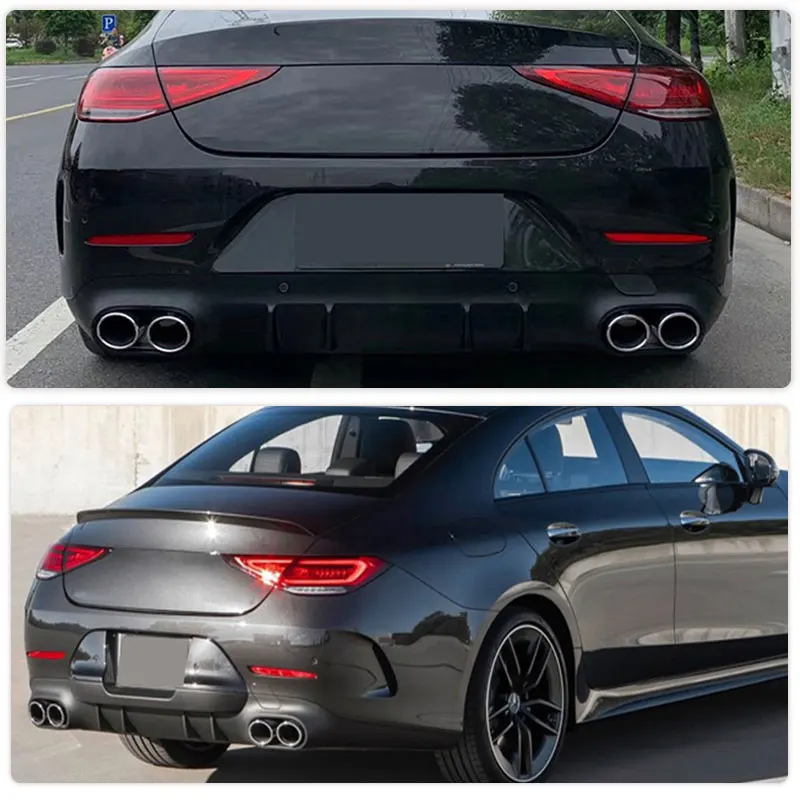 PP Black Rear Bumper Diffuser Lip Spoiler for Mercedes-Benz CLS Class C257 Sport 2019 2020 Non for CLS53 AMG Rear Apron Lip Tips