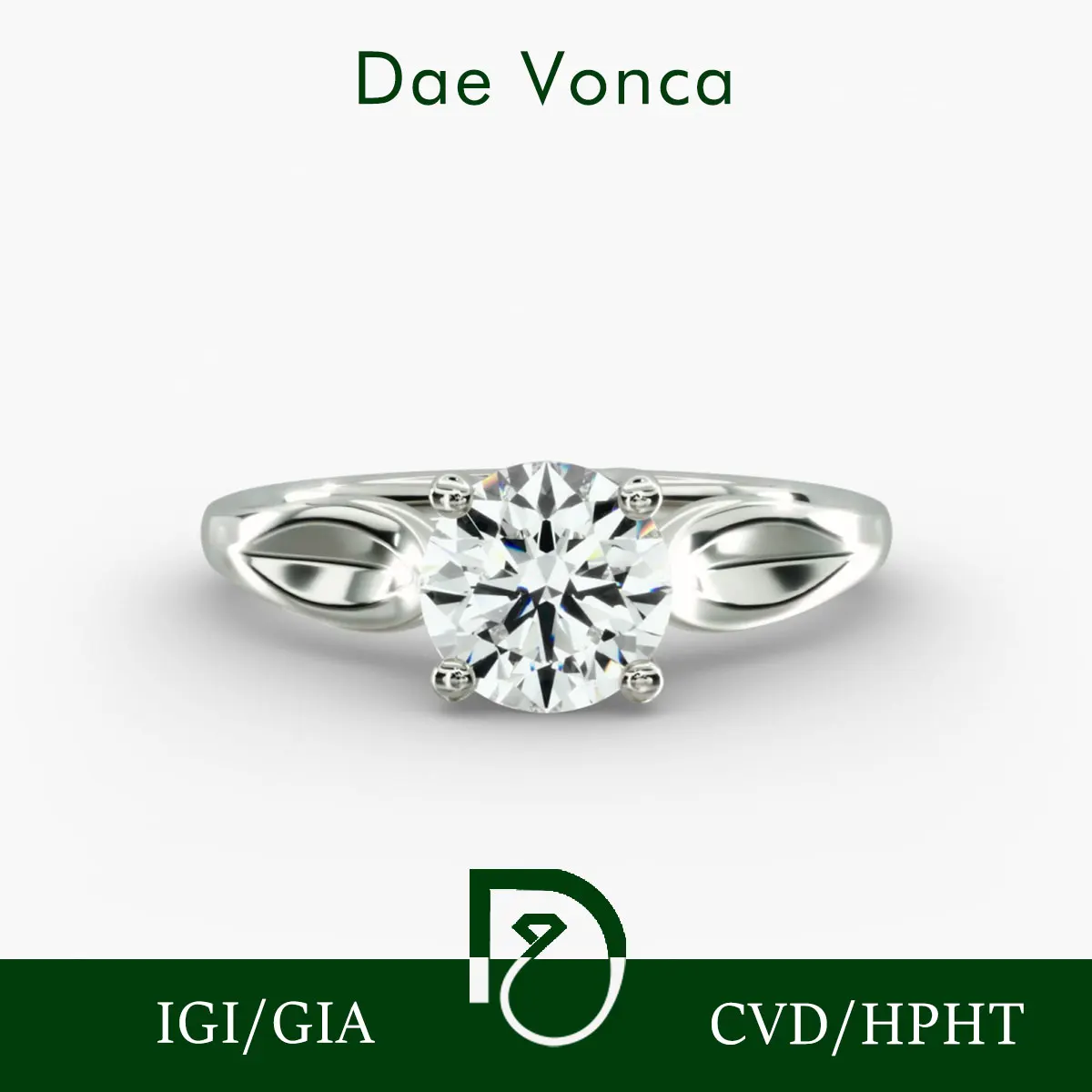 

IGI Certificate Solitaire Diamond Ring In PT950 Round Lab Grown Diamond Leaf Shaped Band Genuine Diamond Ring For Engagement