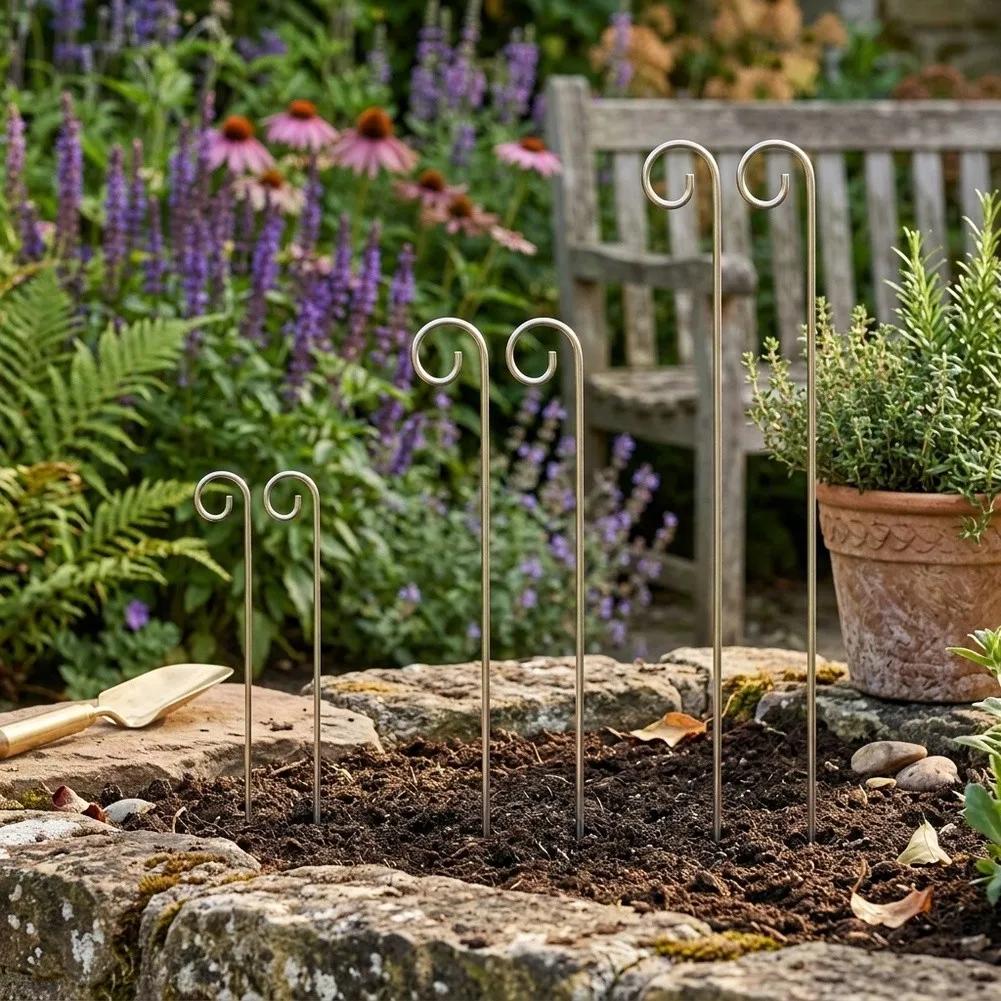 Garden Plant Label Hooks Rustproof Metal Construction with 20cm 30cm 40cm Lengths Total 10 Pieces for Outdoor Plant Marking