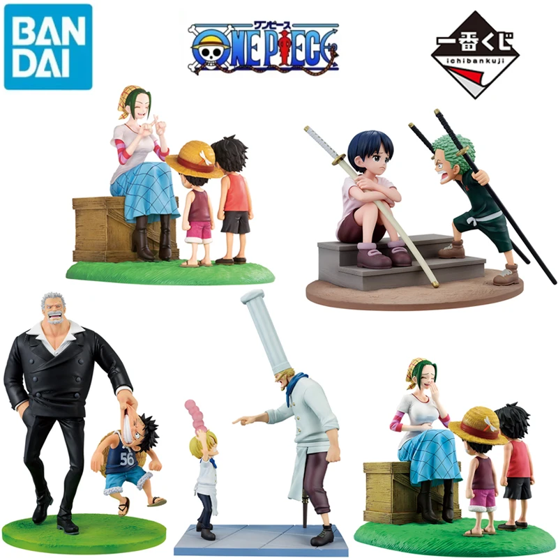 BANDAI Genuine Ichiban Kuji One Piece ROAD TO DAWN Luffy Ace Garp Kuina Zoro Sanji Anime Action Figures Toys For Kids Gift Model