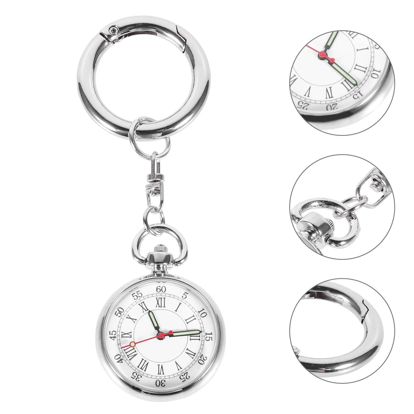 

Nurse Watch Pocket Watches for Nurses Students Luminous Keychain Alloy Quartz Portable Hanging Watch Transparent Glass Easy