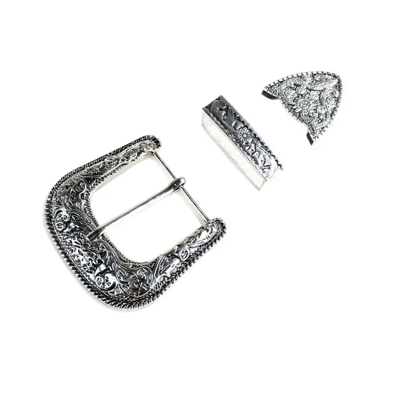 1 Set Dreiteiliges Gürtelschnallen-Set Vintage Geschnitzte Dekorative Schnalle für Ledergürtel Herren Schmuckherstellung – Detail 5