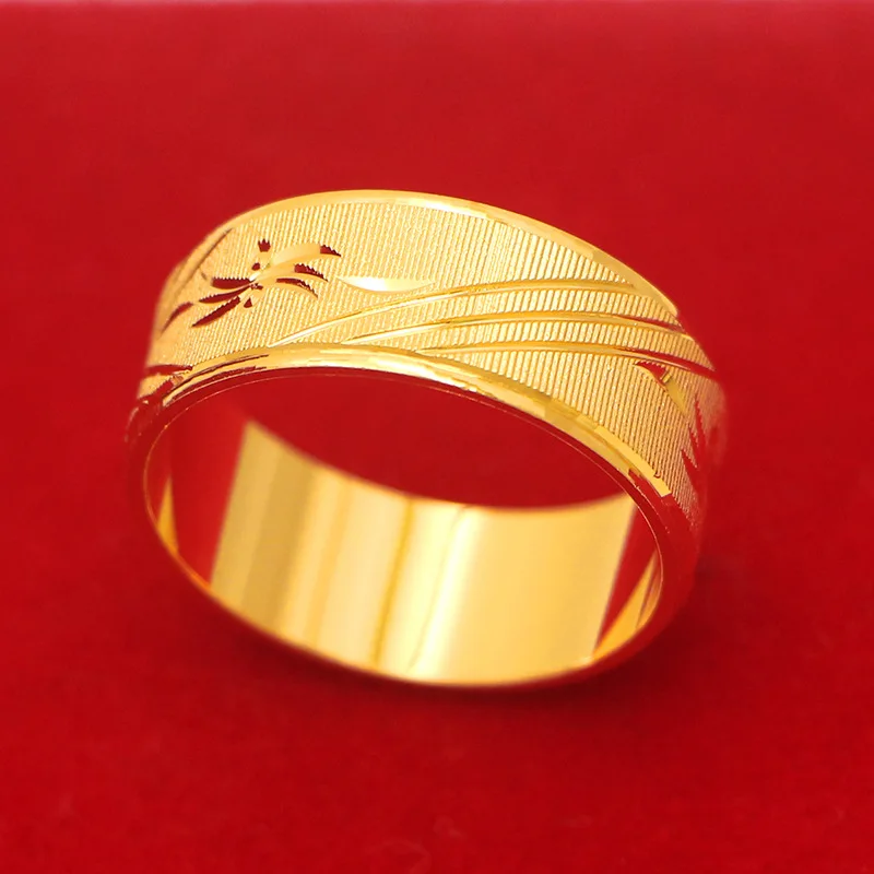 Ring men exquisite real car flower index finger ring meilong 9999gold
