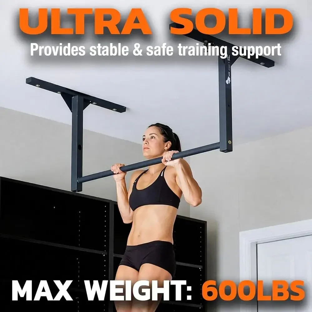 Industrial-Grade Wall-Mounted Pull-Up Bar, 600 lbs Capacity, Ideal for 9 ft Ceilings