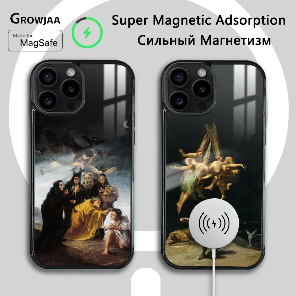 Spain F-Francisco G-Goya Art Phone Case For iPhone 16 15 14 13 12 11 Pro Max Plus Mini Magsafe Mirror Wireless Magnetic Cover