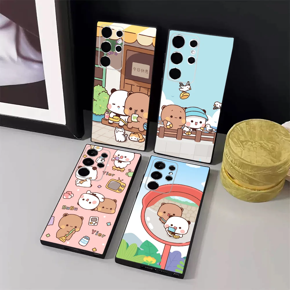 

BuBu Cute DuDu Phone Case For Samsung S24,23,22,30,21,10,9,Ultra,Plus,Lite,FE,5G Black Soft Case