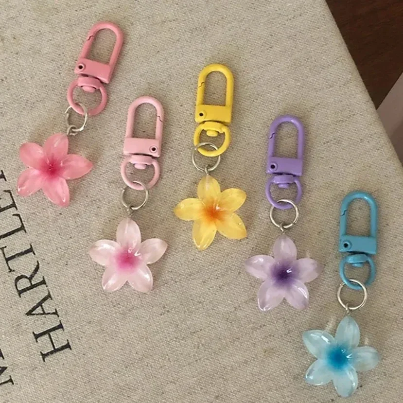 Transparent y2k Floral Keychain Cute Aesthetic Multi-Purpose Key Holder Bag Earphone Case Charm Accessories for Women Girls