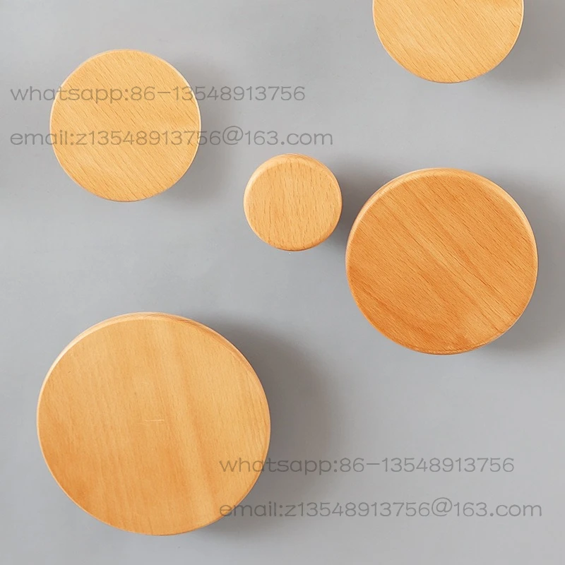 Wooden hook behind the door Round design Wall hanging Modern simple home decoration Jacket hat storage