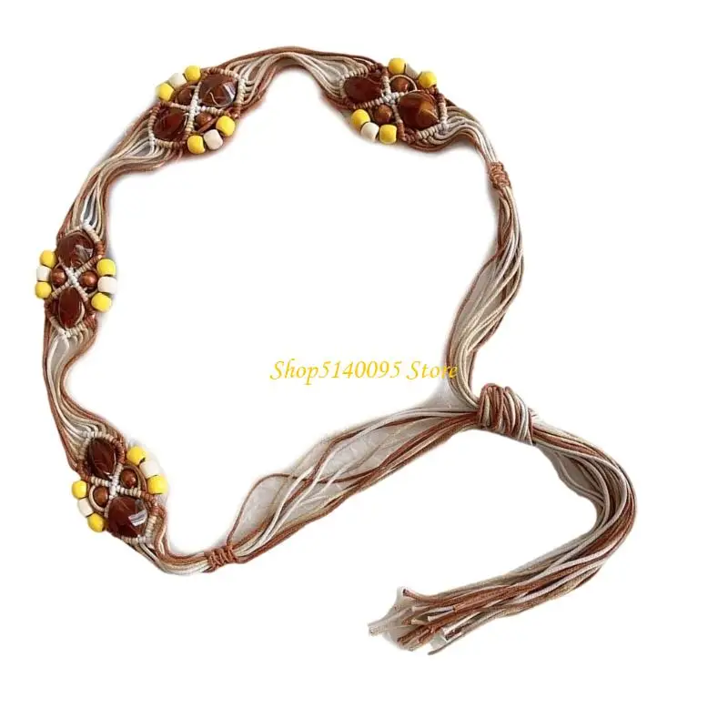 DXAE Bohemian مضفر حبل الحبل الشمع للنساء قابلة للتعديل سلسلة الخصر حزام يدوي معقدة الخصر الحبل الإكسسوارات فستان اللباس