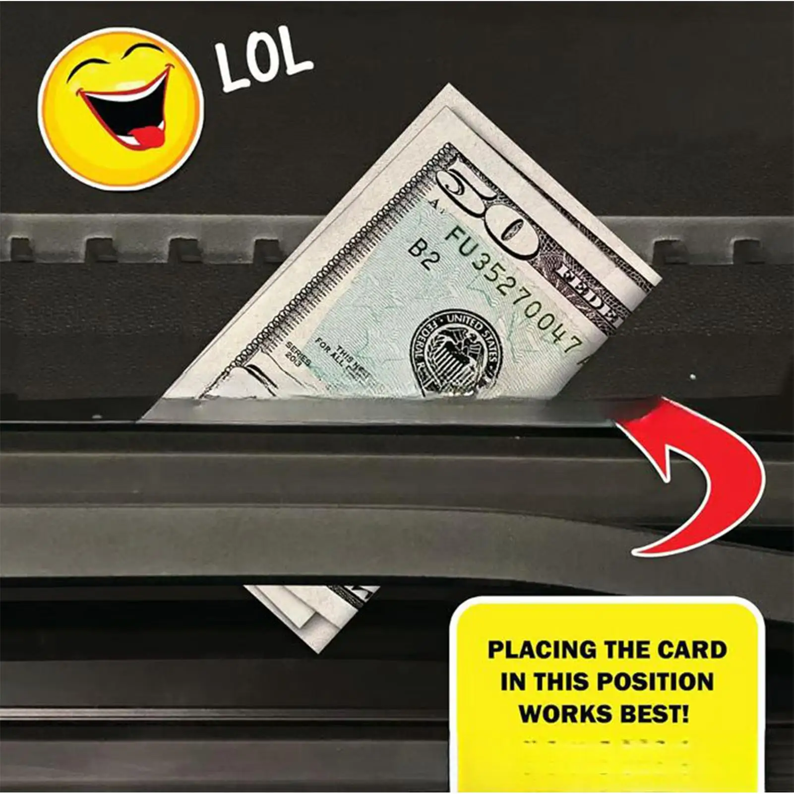 Carte di scherzo di parcheggio Bad Parkers 50 Dollar Bill Scherzo di parcheggio 50 pezzi Puntelli di scherzo di bavaglio di carta realistici resistenti allo sbiadimento