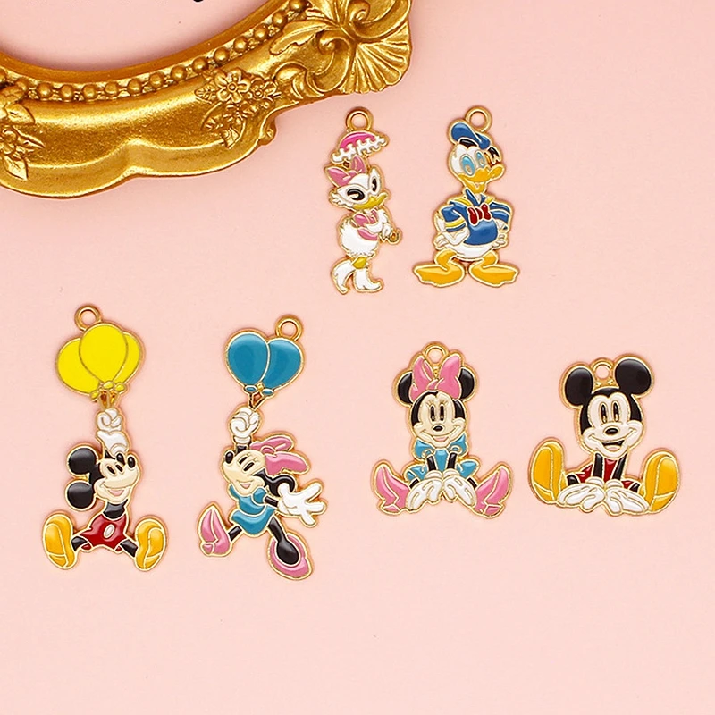 

10PCS Cartoon Character Animal Alloy Enamel Pendant Charming Shiny Colorful DIY Necklace Bracelet Earrings Keychain Accessories