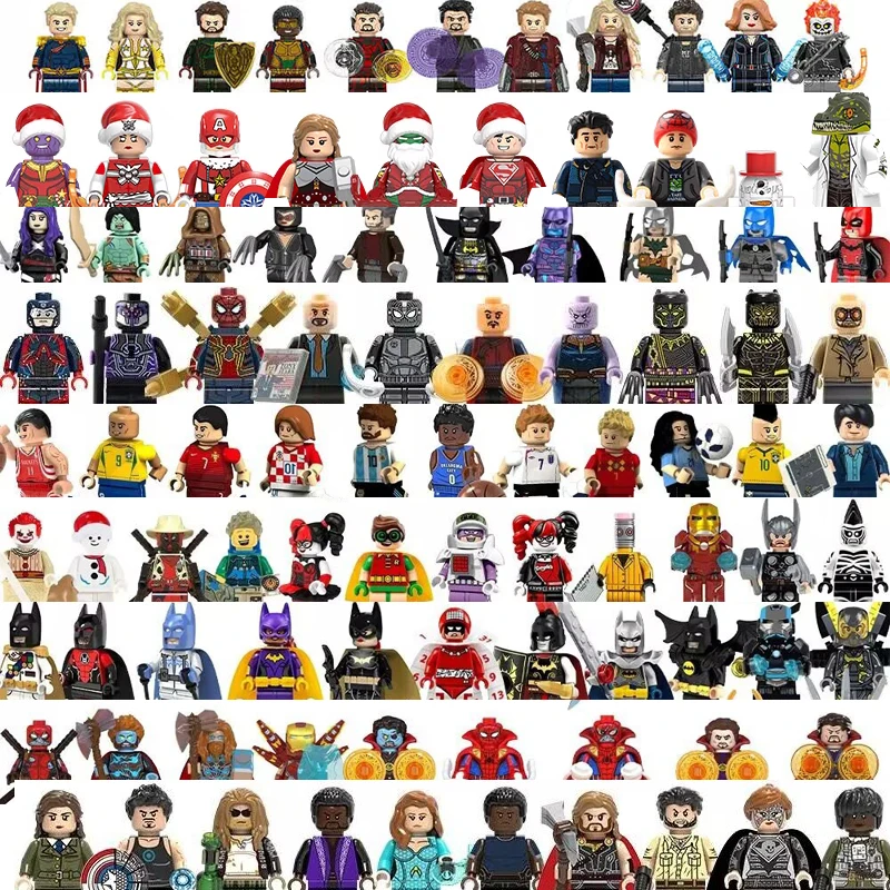 عشوائي ليغو Minifigures اللبنات بطل أنيمي الطوب دمى لعبة أرقام تجميع كتل هدايا الأطفال عيد الميلاد الأعجوبة