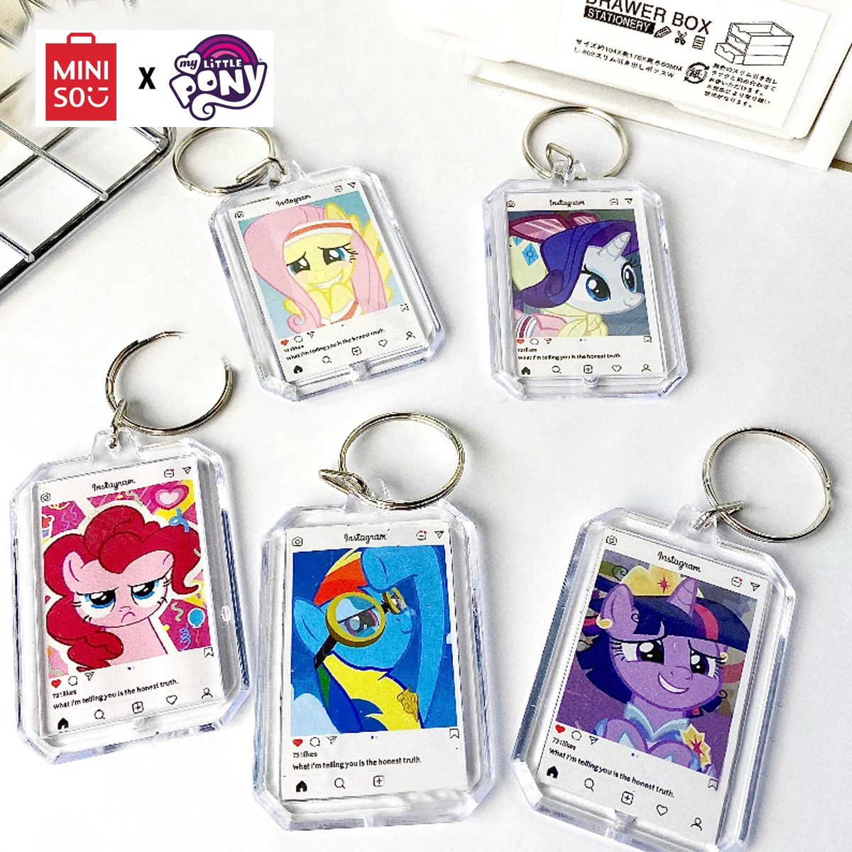 

Kawaii Miniso My Little Pony Keychain Necklace Cute Cartoon High Appearance Level Girlfriends Friends Decorative Gift Hanging