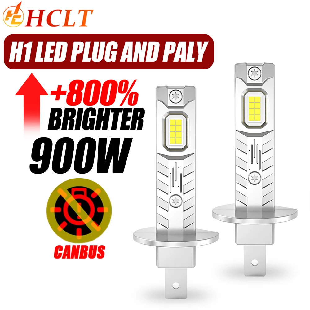 

H1 Led Car Bulbs 1:1 Halogen Size Wireless Spotlight LED CANBUS Automobile Headlight 900W Spotlight Fog Light Super Bright 6000K