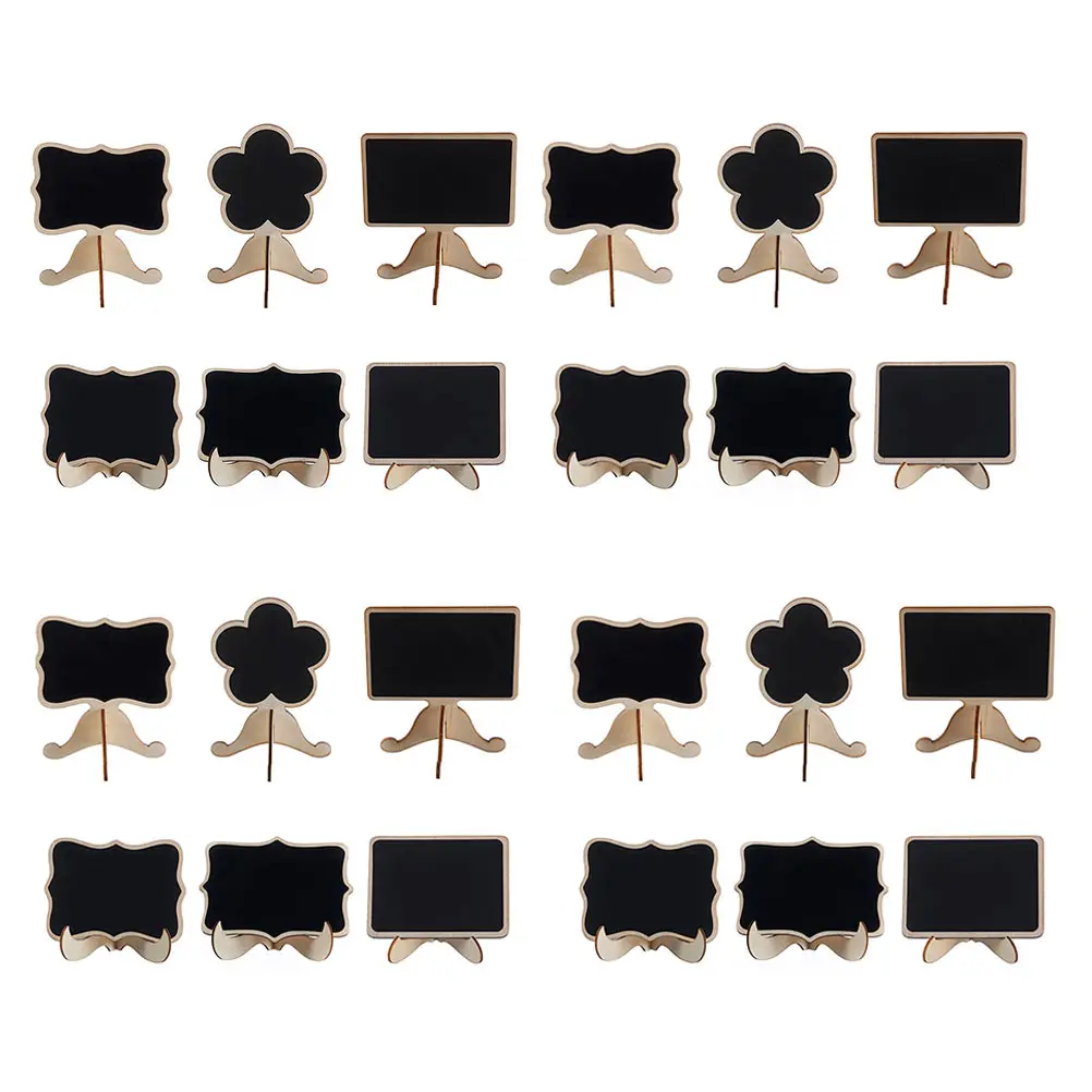 25Pcs Wooden Mini Blackboard Message Board Ornament for Home Desk Decoration Small Chalkboards Display Sign with Stand