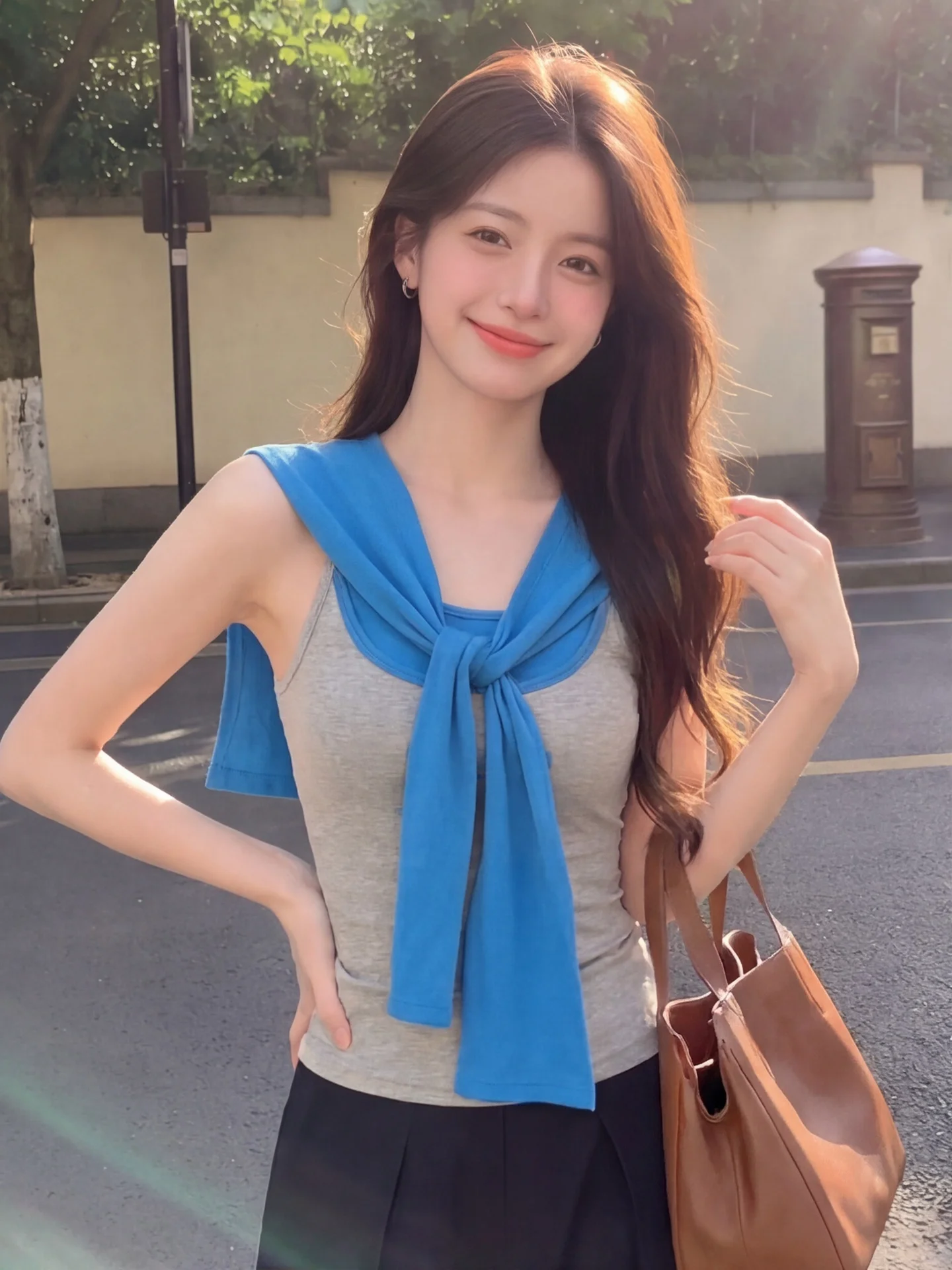 

Ladies Summer Printed Letter Vest T-Shirt Set Unique Shoulder Shawl Top High Waist Short Sleeve Korean Style Skin-friendly Br...