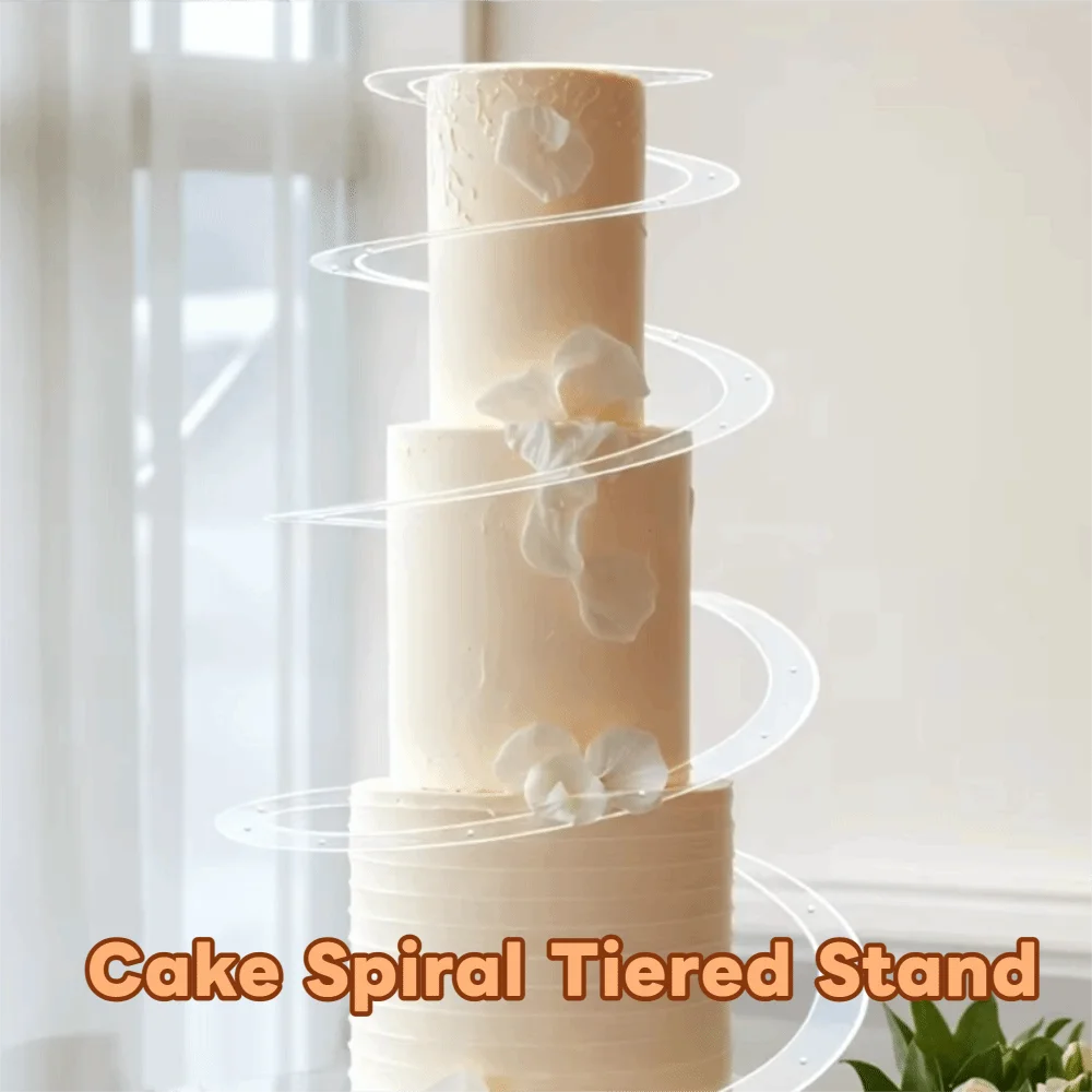 Acrylic Cake Spiral Tiered Stand Folding Reusable Cake Spiral Wreath DIY Transparent Cake Spiral Decorative Stand Birthday Party