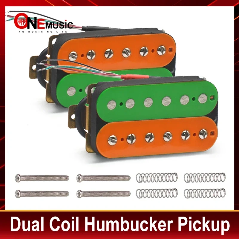 

Humbucker Electric Guitar Pickup Coil Spliting Pickup Humbucker Dual Coil Pickup 4Conduct Cable N-7.5K/B-15K Output Orange/Green