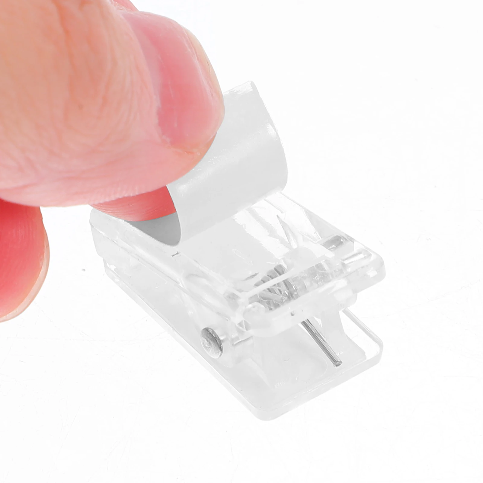 

50Pcs Clear Self Adhesive Spring Clips Plastic Sticky Badge Clips Photo Holders Wall Clips