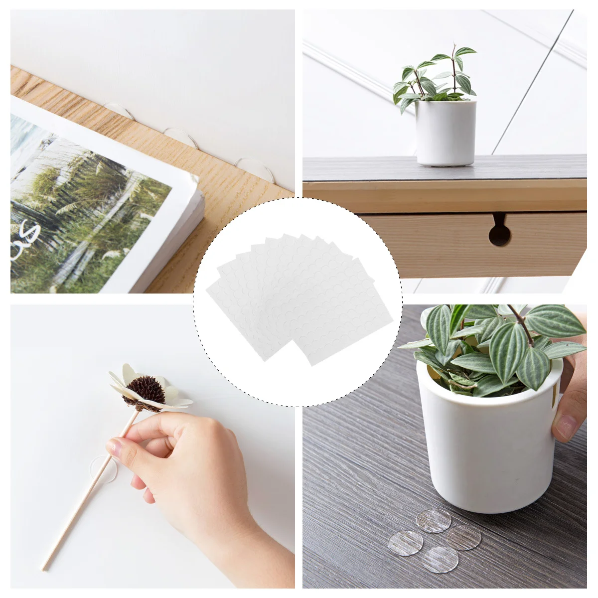 700Pcs 10 Sheets Double-Sided Round Putty Transparent Adhesive Discs for Wall Art Photos Posters DIY Decorations No Residue Easy