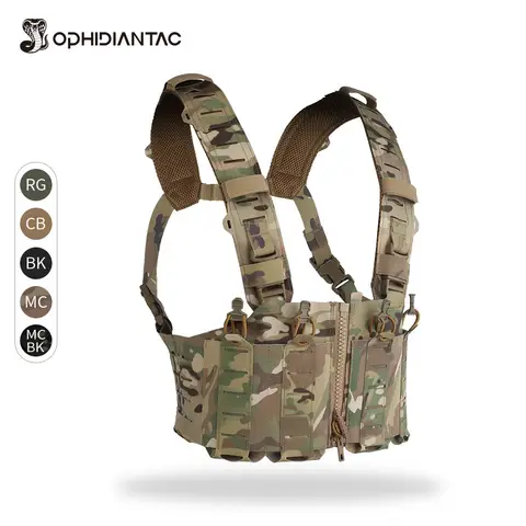 OPHIDIANTAC 경량 SF 가슴 장비 MOLLE 시스템 사냥 액세서리가있는 퀵 릴리스 야외 가슴 걸이